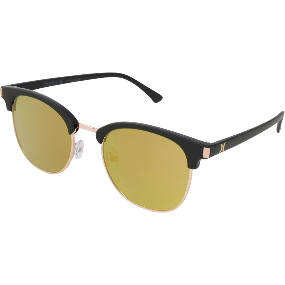 Hurley Semi-Rim Retro Polarized Sunglasses NWT Black / Green Bronze #47917-SUN1